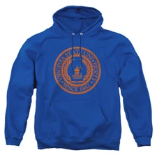 Virginia State University Adult Pullover Hoodie Plaid Badge, Royal Blue, S-3XL