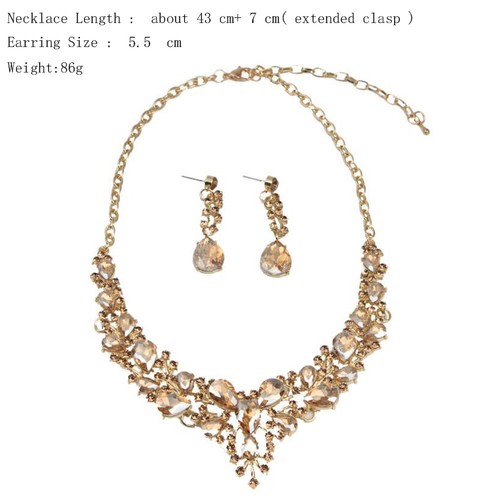 Jewelry Set Women Bridal Crystal Rhinestone Necklace Earrings Wedding Party Gift - Picture 21 of 150