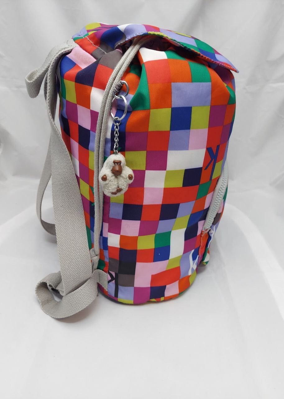 Kipling Supertaboo Backpack Pink Rainbow Checkerb… - image 5