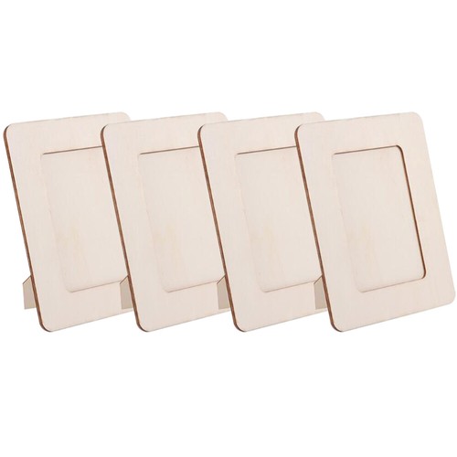 4 Pcs Clay Photo Frame DIY Crafts Wooden Picture Unfinished Child