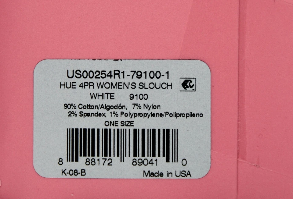 Hue Women's Slouch Cotton Socks, White, 4 Pairs - Image 4 of 4