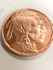 Buffalo Indian Round Coin - Copper 1 AVDP Oz, .999 Pure Copper by REEDERSONG