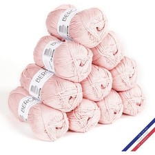 10 pelotes de laine - Blush - 100% coton bio - 3mm - Tricot et crochet - Bergère