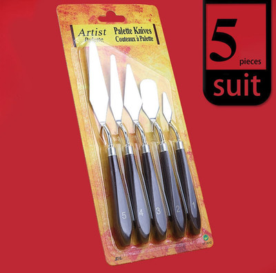 5pcs Palette Knife Set Stainless Steel Painting Scrapers with Wooden Handles