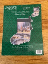 Candamar Designs Thomas Kinkade Deer Creek Cottage Stocking Cross Stitch Opened