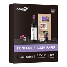 Koala Semi Glossy Sticker Paper for Inkjet Laser Printer - 8.5"x11", White