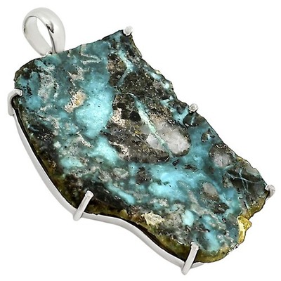 Natural Turquoise Nevada Aztec Mt 925 Sterling Silver Pendant Jewelry P-1013