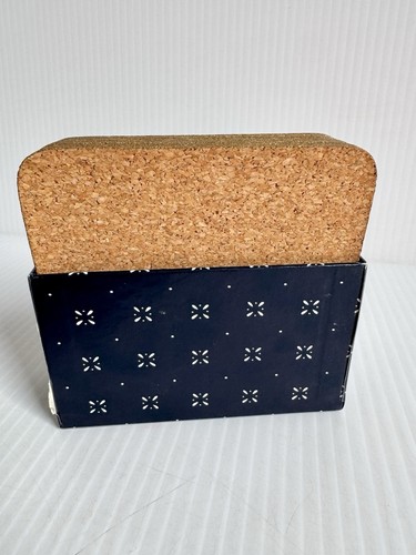 6 Vintage Cork Back Coasters In Holder White Duck Grandma Cottage Core 4” Square - Imagen 3 de 8