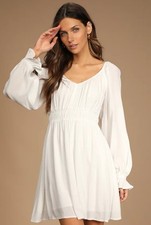 Lulus Always Angelic White Long Sleeve Mini Dress Size Medium NWT