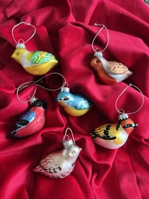 SASS & BELLE Glass Christmas Tree Bird Ornaments 6pcs