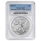 2021-W Burnished $1 Type 2 American Silver Eagle PCGS SP69 Blue Label