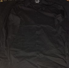 Van Heusen Fitted Wrinkle Free Black Long Sleeve Collared Men's Dress Shirt