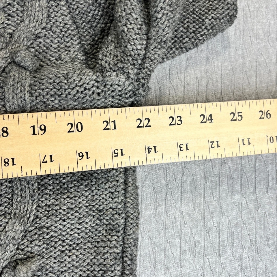 Cárdigan grueso tejido con cable para mujer S suéter botón de palanca gris mezcla de lana/lino Foto 4 de 4
