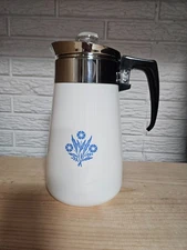 Vintage 9 Cup Corning Ware Blue Cornflower Porcelain Pot Carafe W/ Lid Complete