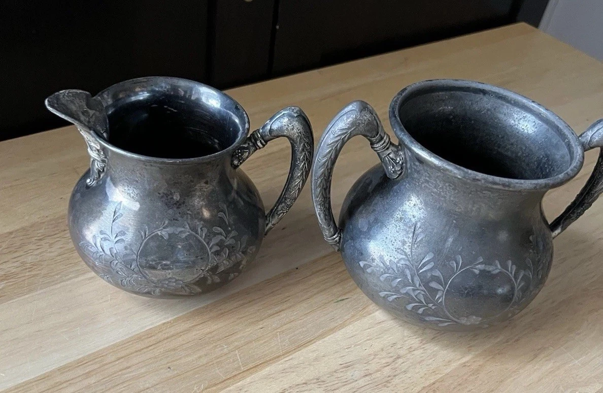 Forbes Silver Coin Antique US Silver-Plated Creamers & Sugar Bowls