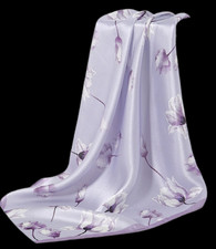 100 Silk 20" small square Scarf Women neckerchief Wrap floral purple soft MY198
