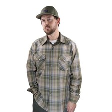 Vtg Pendleton High Grade Western Wear Wool Plaid Shirt Mens L Brown Pearl Snap