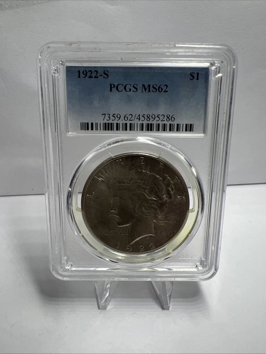 25+ Silver MS 62 Graded 1922 Year Peace Dollars (1921-1935) for