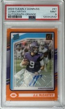 2024 Panini Clearly Donruss -Rookie J.J. McCarthy #61 Orange Autographs /199 