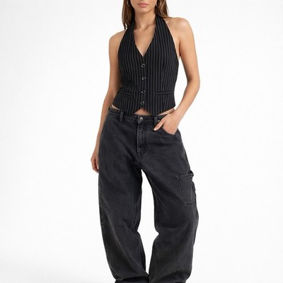 Commense Halter Vest Pinstripe Women s NEW Tags NWTS Size Medium D1