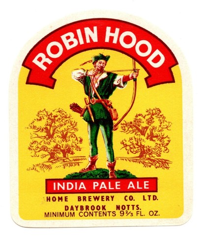 England - Vintage Beer Label - Home Brewery, Daybrook - Robin Hood
