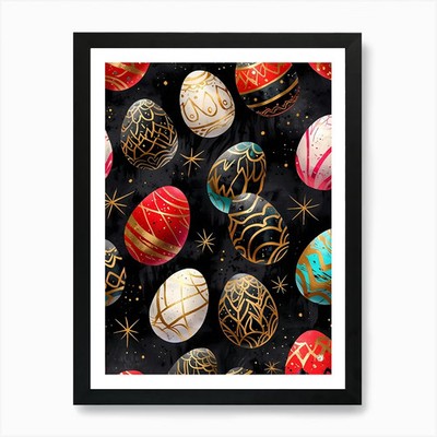 Ostereier nahtloses Muster 1 Kunst gerahmt Wandbild Poster Leinwanddruck Bild