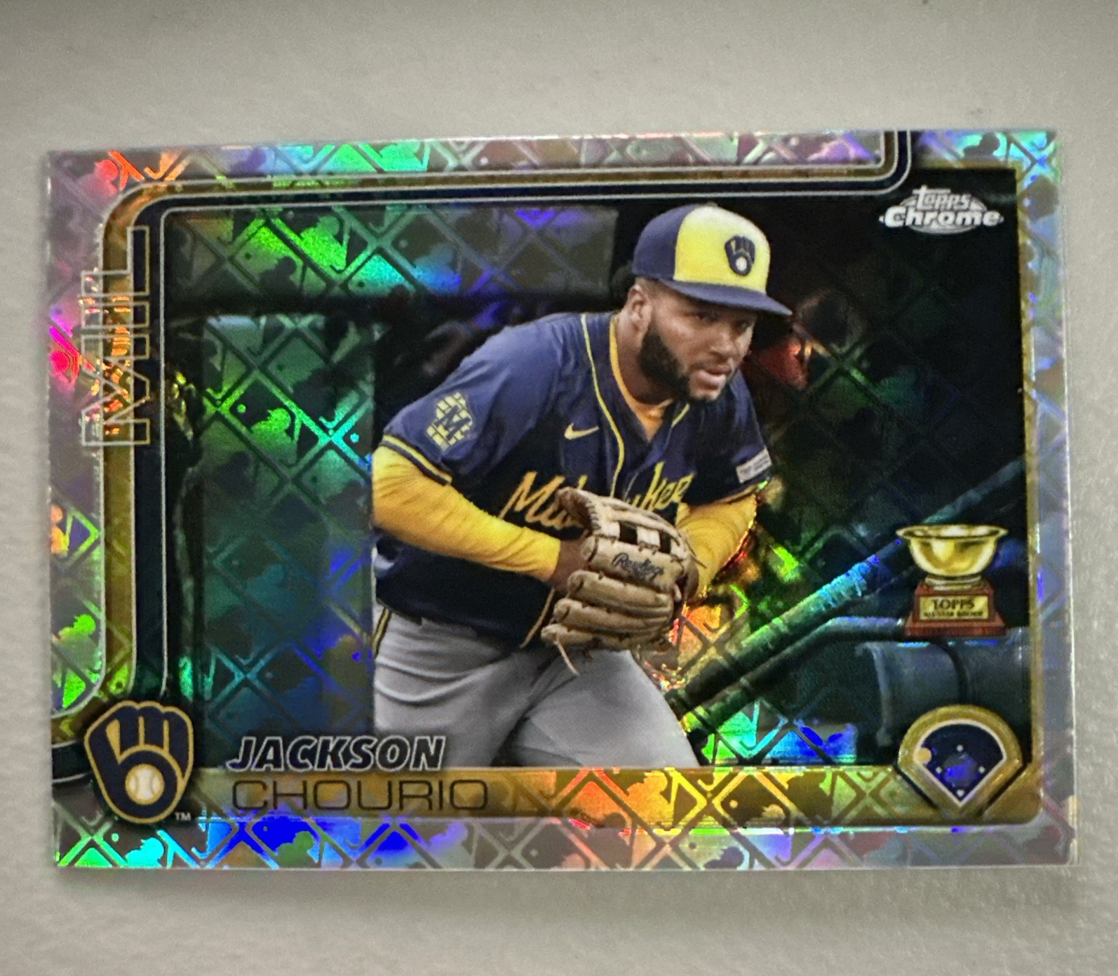 2025 Topps Chrome Jackson Chourio Image Variation LogoFractor #262 Brewers