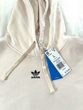 NEW ADIDAS oversized hoodie sweatshirt Large,wonder white,center Trefoil IY7347