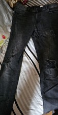 review Damen Skinny Jeans Denim schwarz Destr...