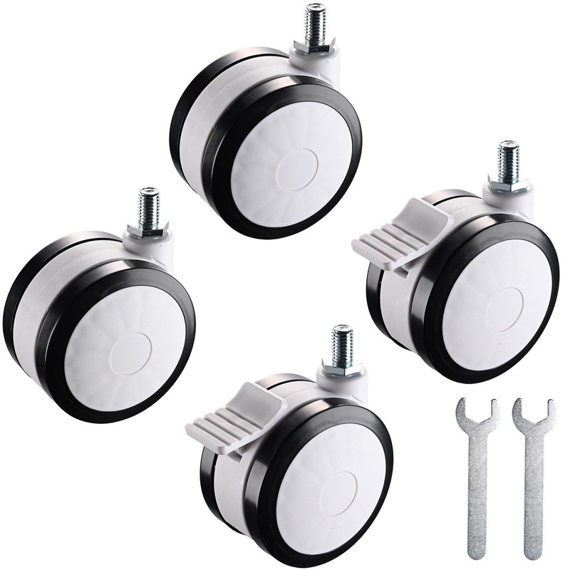 Yescom 4PCS Mute Wheel Replacement Swivel Casters for PC Mobile Cart with Brake