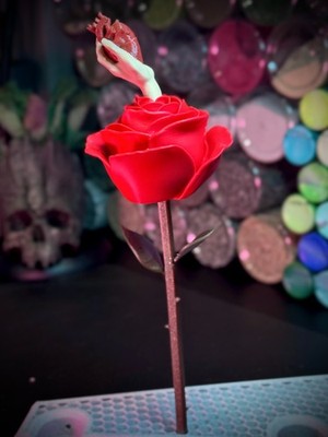 {Unpainted} Rose with Hand Holding Heart - Halloween Spooky Art
