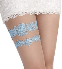 Wedding Garter Set Lace Garters Belt Bride Women Blue Garter Size Optional S