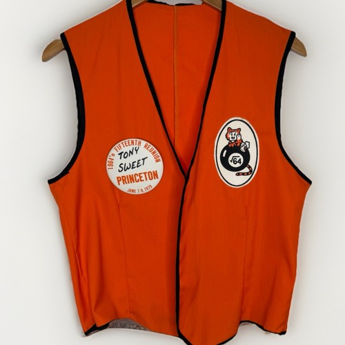 Vintage Vest Princeton University Class Of 64 Eight Ball Tiger Orange 15 Reunion