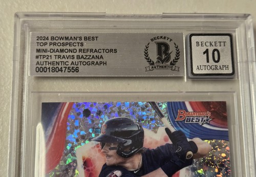 Travis Bazzana Signed 24 Bowman Best Refractor Rookie Card /299 Beckett Auto 10 - Picture 2 of 4