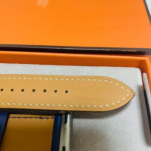 Hermès Navy Blue Double Tour Band for 38mm 40mm 41mm Apple Watch Unisex - Photo 8 sur 9
