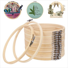 16 PCS 10 Inch Bamboo Embroidery Hoop, Premium Bamboo Cross Stitch Ring Hoops, V