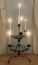 Vintage Wrought Iron Candelabra 7 Arm Centerpiece Basket 22