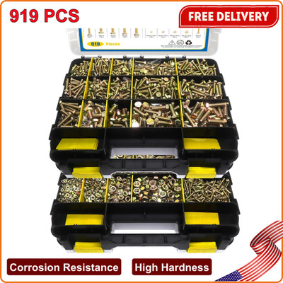919 PCS Grade 8.8 Metric Bolt Assortment, M4 M5 M6 M8 Heavy Duty Bolts and Nuts