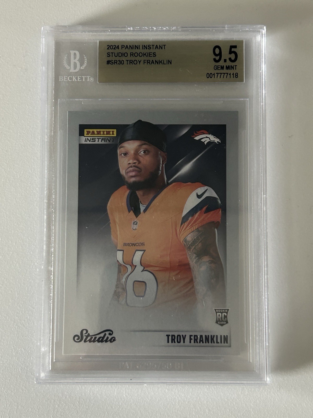 2024 Panini Instant Studio Rookies Troy Franklin #SR-30 Beckett 9.5 Gem Mint
