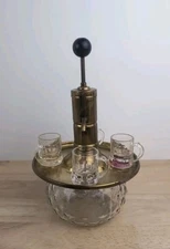 Vintage PARK SHERMAN Crystal Glass & Brass PUMP LIQUOR DISPENSER