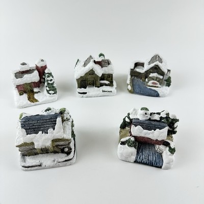 Set of 5 Hand Painted Cold-Cast Cottages by American Rustic