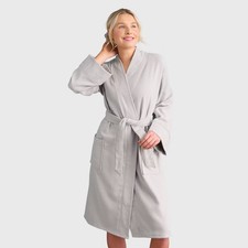 S/M Bath Robe With Kimono Collar Gray - Room Essentials
