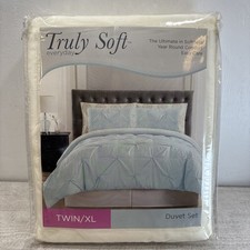 Truly Soft Pleated Duvet Cover Set Twin XL Size Duvet Mini Set White