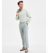 135 NEW BAR III Mens 30x30 Light Green Linen Slim Trousers/Dress Pants/Slacks