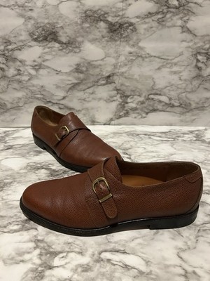 Salvatore Ferragamo 8.5 D Dark Brown Suede Single Monk Strap Loafers Salvatore Ferragamo Sz 10.5 Wide Mens Brown Suede Leather  main image 2