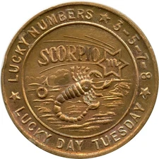 1936 Venice, California CA Scorpio Ushers Magic Shop Astrology Good Luck Token