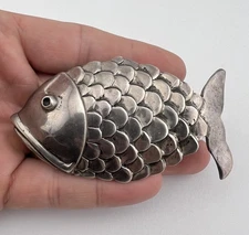 Vintage Taxco Mexico Sterling Silver 3D Fish Design Belt Buckle 3.25" - 45g