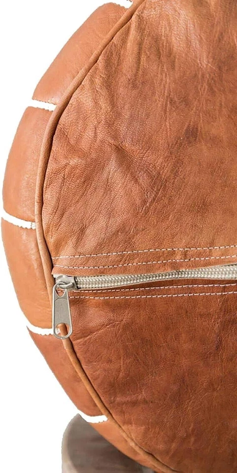 Round Stuffed Natural Stool Bohemian Classic Moroccan Footstool Pouffe - Image 3 of 4