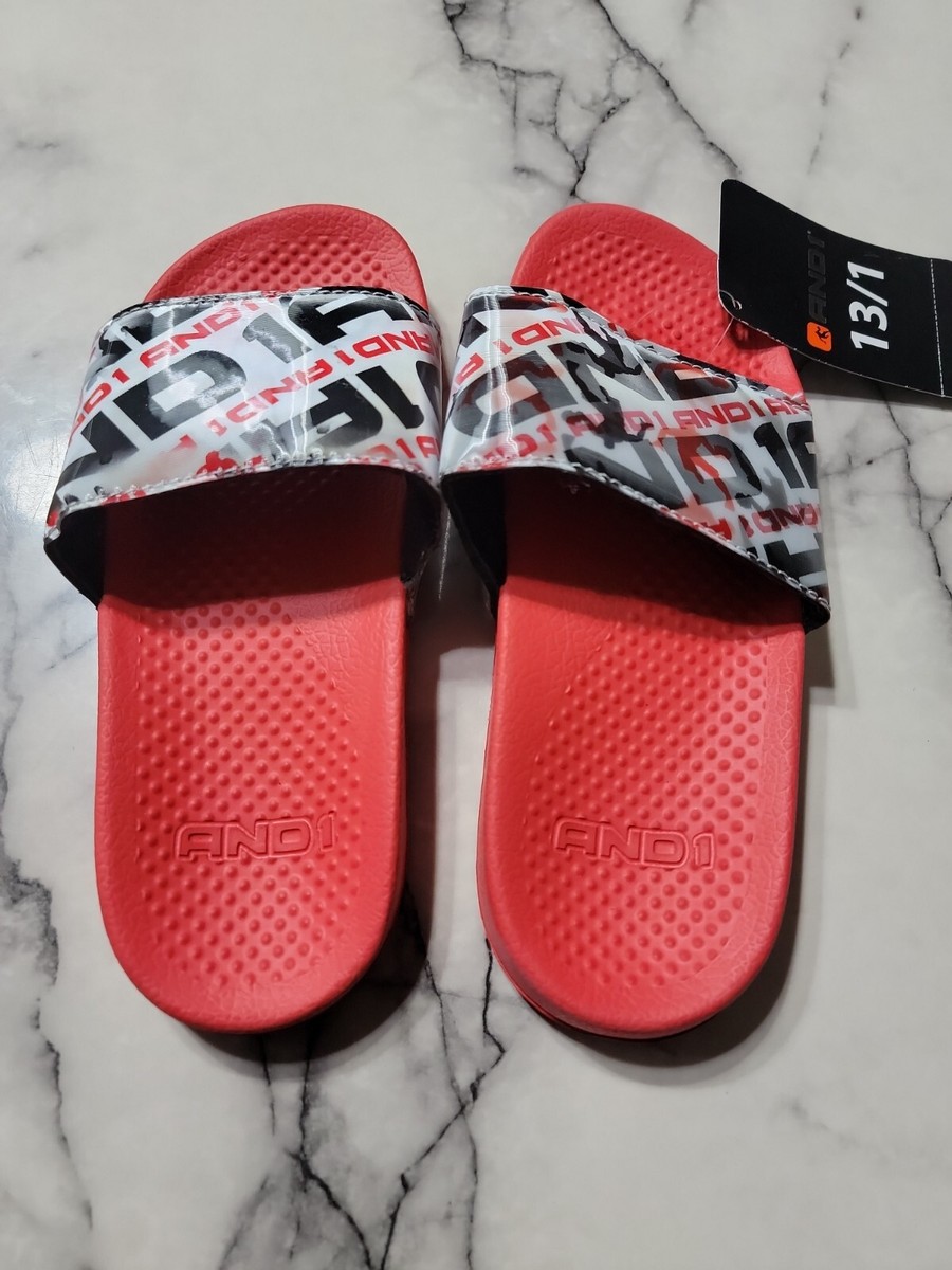 Kids AND1 Crossover Lenticular Sport Slide Sandals Red