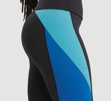 Reebok Women's Black Active Lux High-Rise Colorblock Leggings Pants Size: M